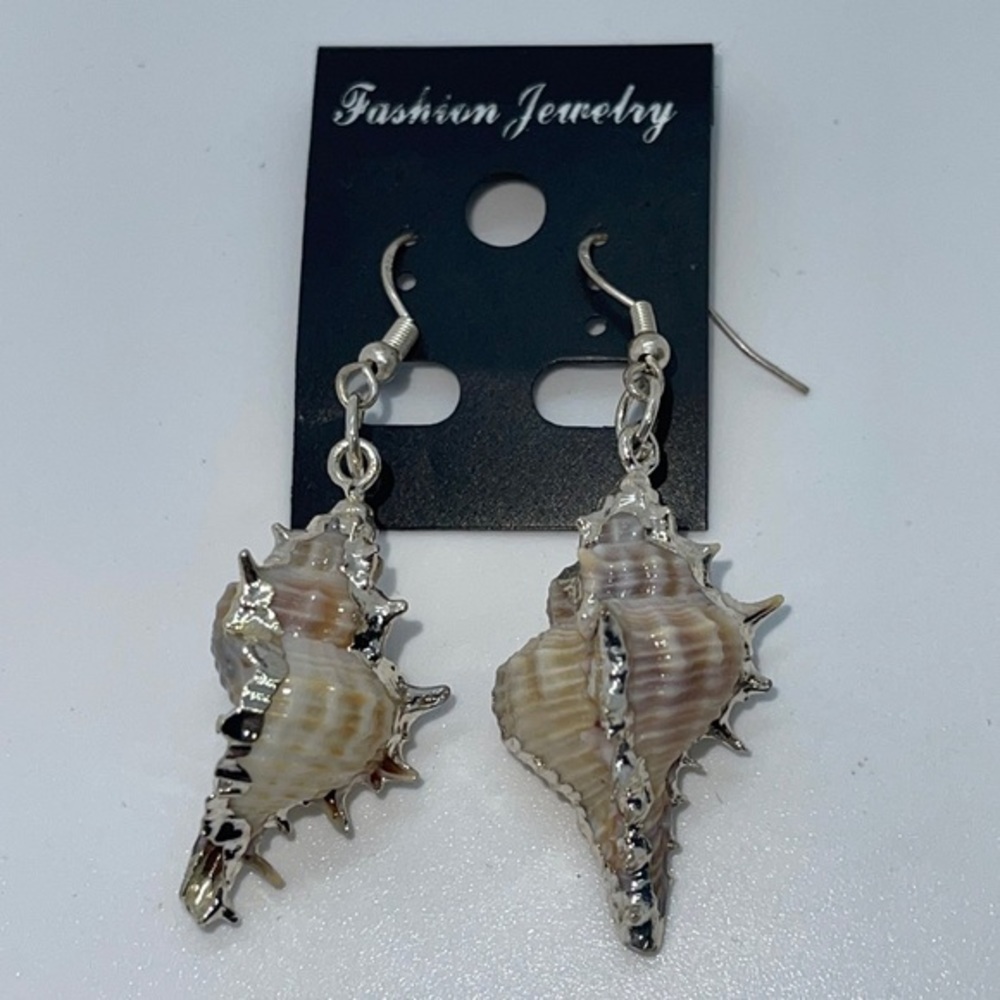 Silver Dipped Seashell Earrings